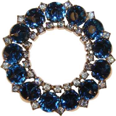 Fabulous SHADES OF BLUE Vintage Rhinestone Brooch