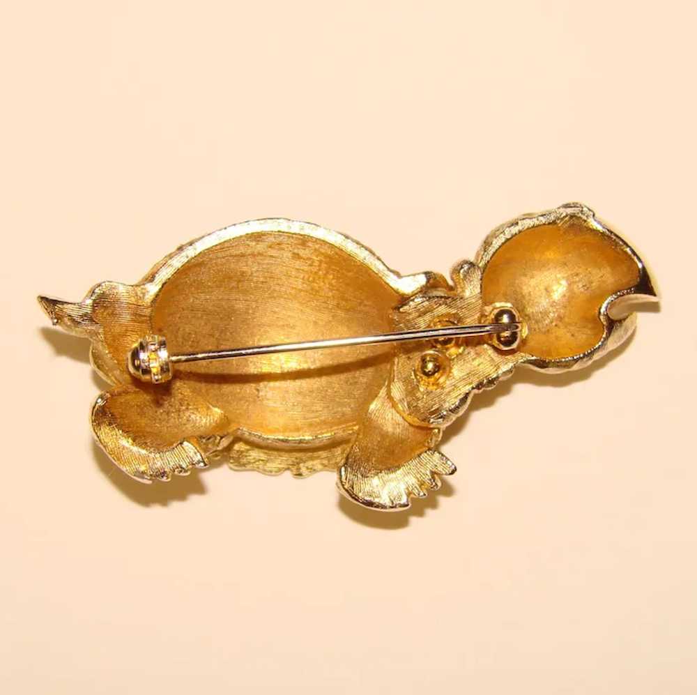 Awesome TURTLE Vintage Figural Rhinestone Brooch - image 2