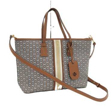 Auth TORY BURCH Used 2Way Tote Bag Gemini Link Pv… - image 1