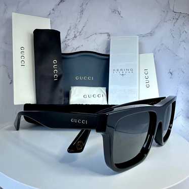 Gucci New GUCCI Sunglasses Black Gold Square - image 1