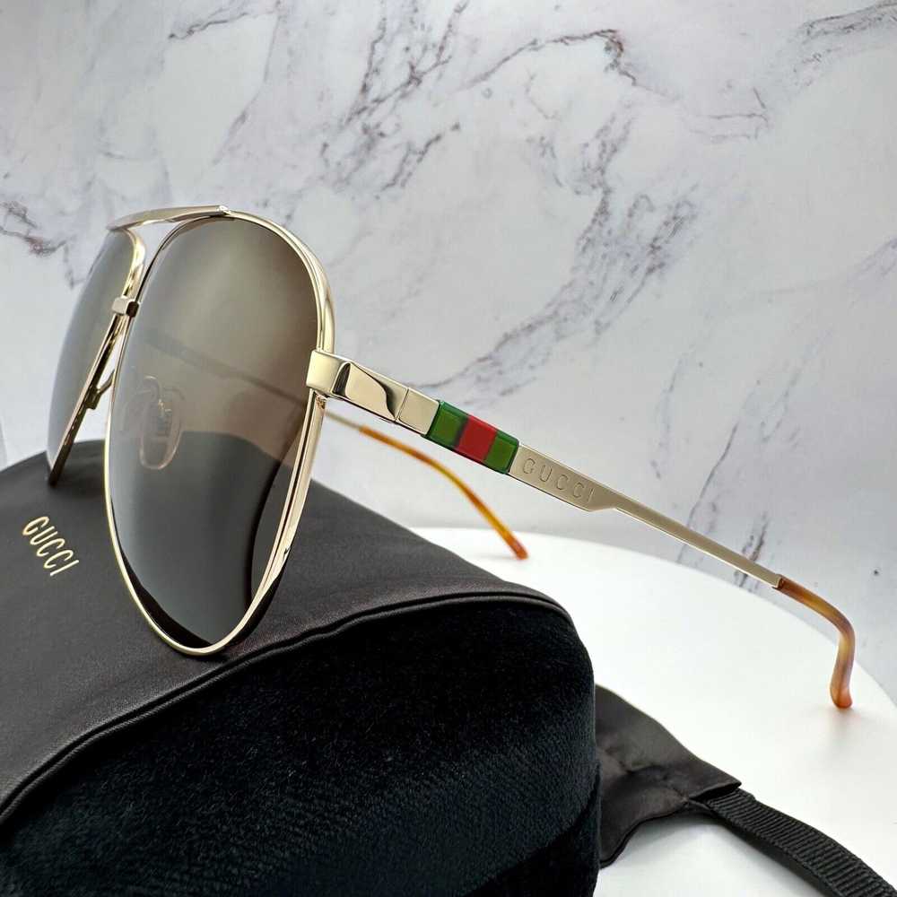 Gucci New GUCCI Sunglasses Gold Metal Pilot Aviat… - image 11