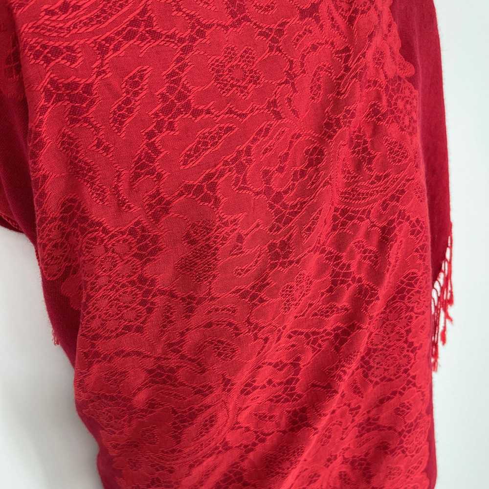 Other Pashmina Red Fringe Accent Silk Blend Scarf… - image 2