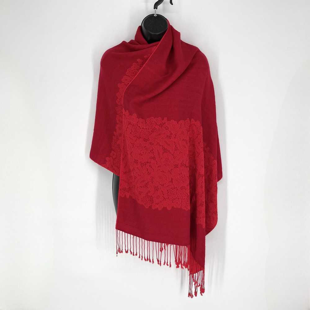 Other Pashmina Red Fringe Accent Silk Blend Scarf… - image 5