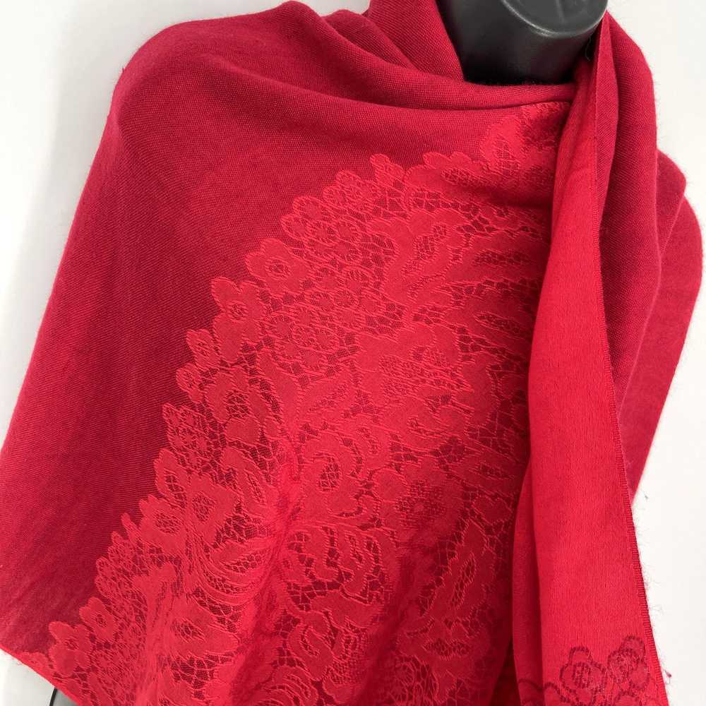 Other Pashmina Red Fringe Accent Silk Blend Scarf… - image 7