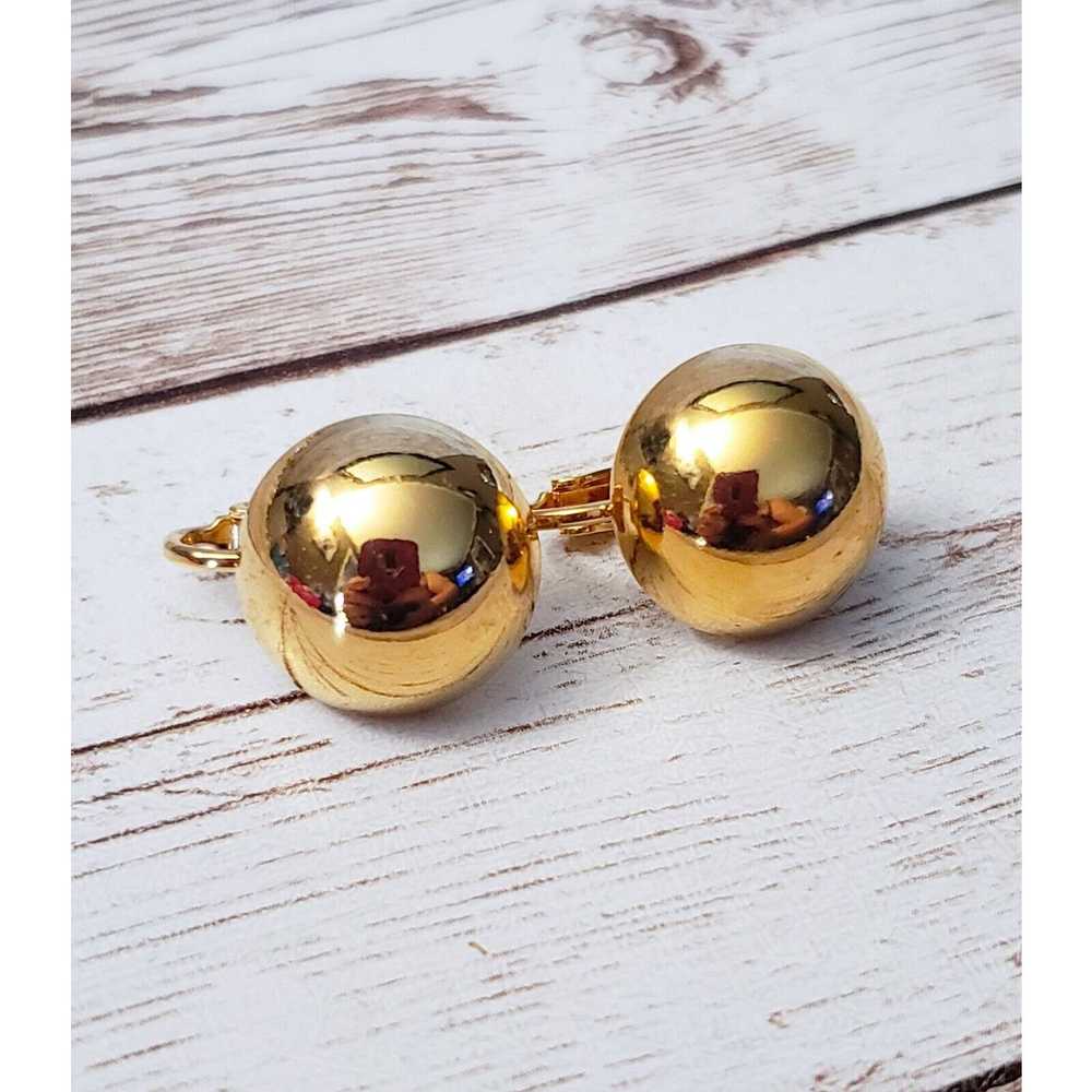 Other Vintage Clip On Earrings Mirrored Gold Tone… - image 2