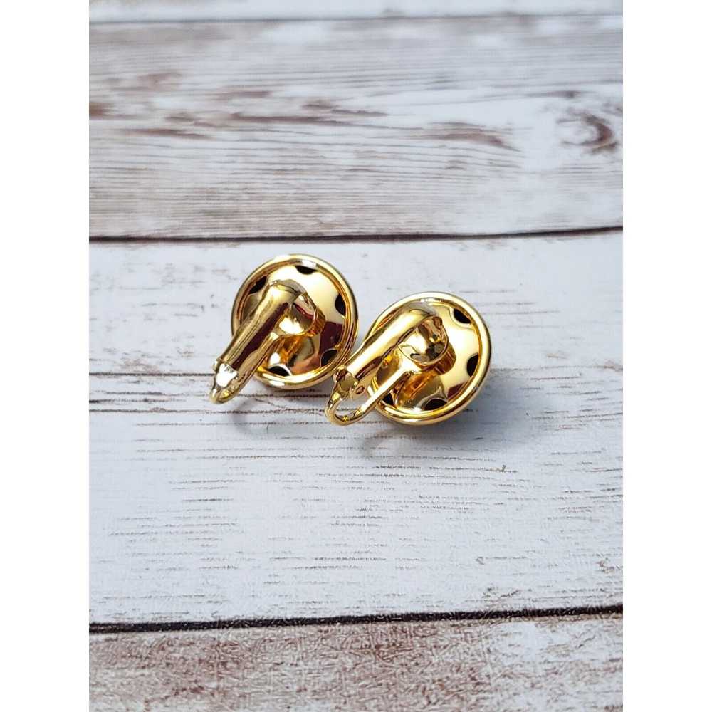 Other Vintage Clip On Earrings Mirrored Gold Tone… - image 4