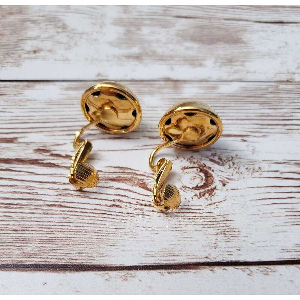 Other Vintage Clip On Earrings Mirrored Gold Tone… - image 5