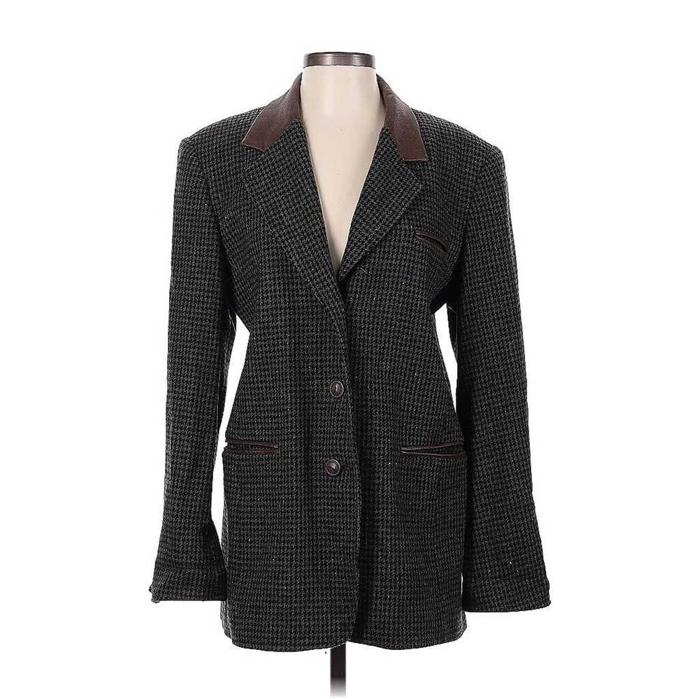 Vintage VTG Maurices Houndstooth Blazer Leather C… - image 1