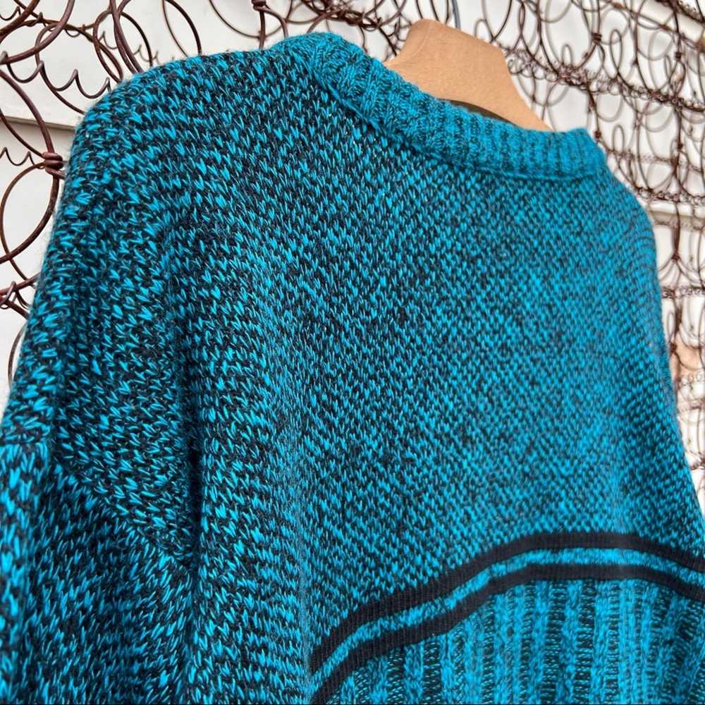 Vintage Vintage 80s teal knit crewneck sweater IL… - image 2