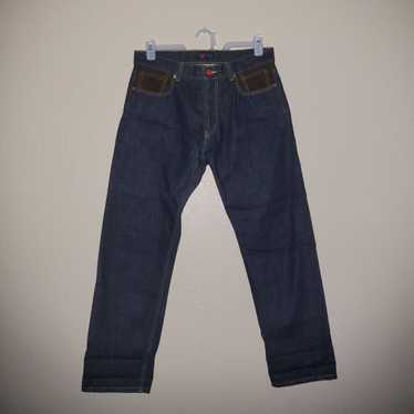 Anything 2006 indigo jeans w/ leather details - image 1