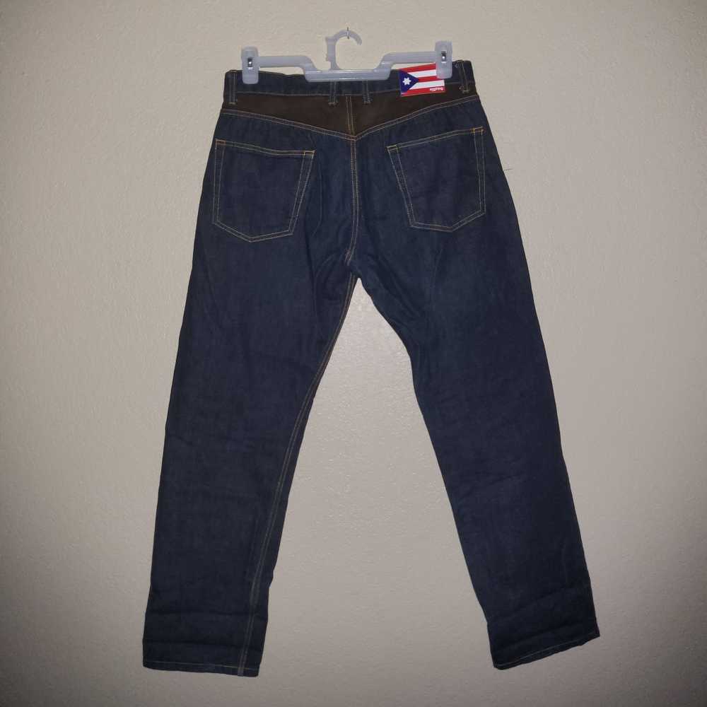 Anything 2006 indigo jeans w/ leather details - image 2