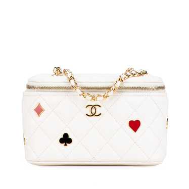 White Chanel Caviar Coco Casino Vanity Case