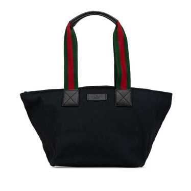 Black Gucci GG Canvas Web Tote