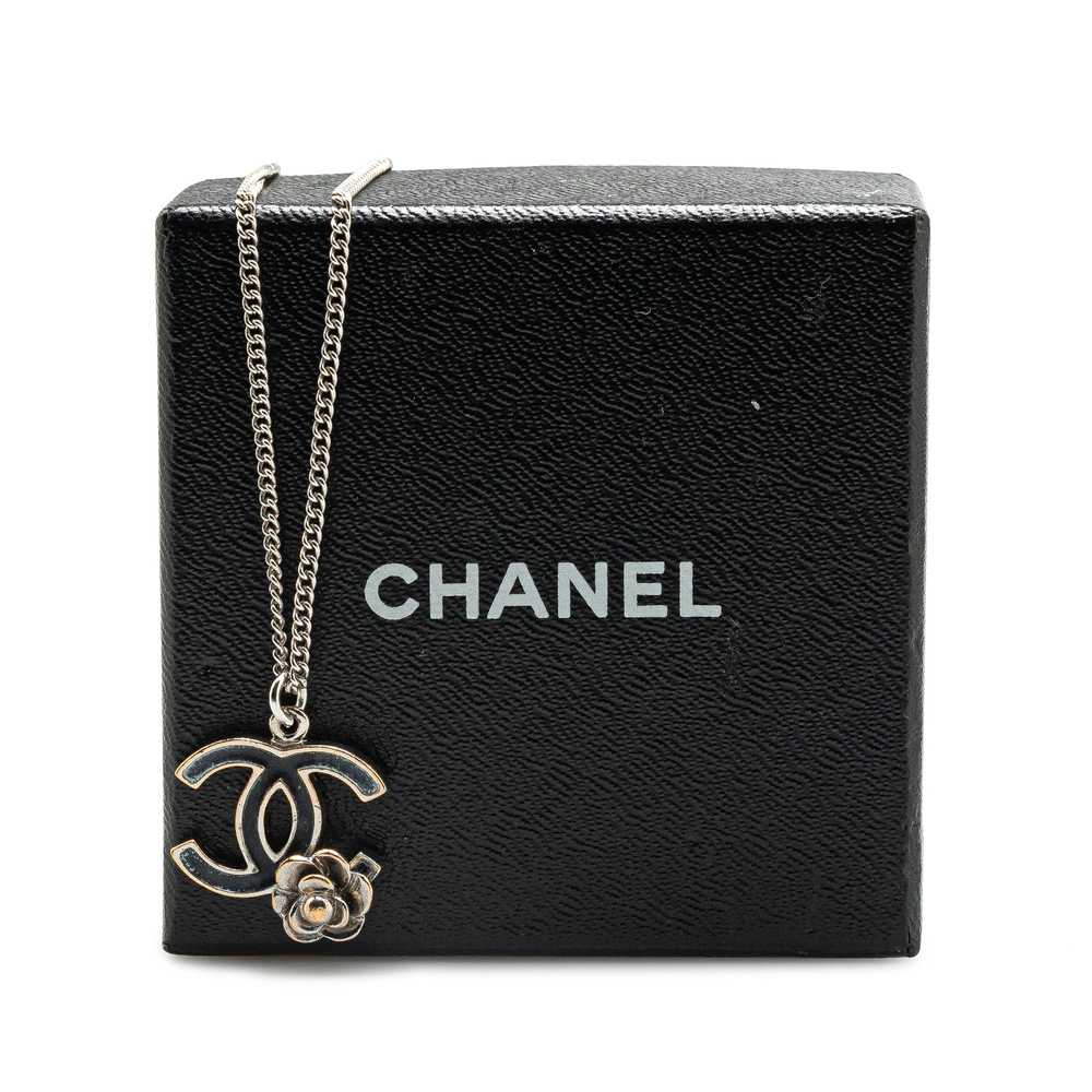 Silver Chanel Silver Plated CC Camellia Charm Nec… - image 5