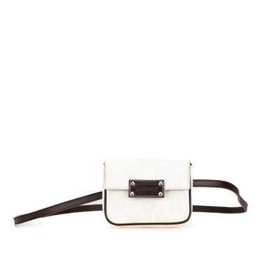 White LOEWE Anagram Canvas Belt Bag