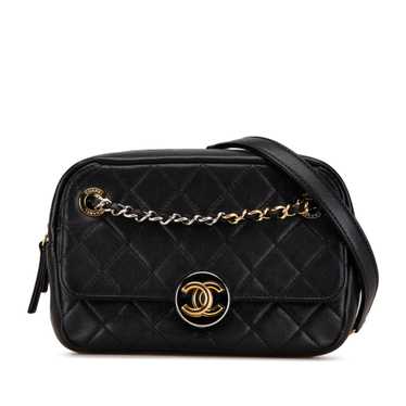 Black Chanel CC Quilted Lambskin Chain Camera Bag