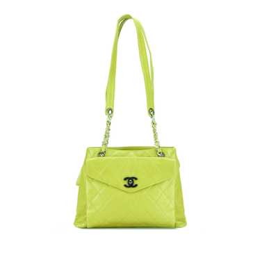 Green Chanel CC Quilted Caviar Shoulder Bag