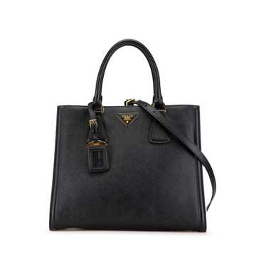 Black Prada Saffiano Lux Bicolor Satchel