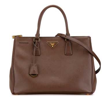 Brown Prada Medium Saffiano Lux Galleria Double Zi