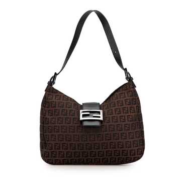 Brown Fendi Zucchino Canvas Shoulder Bag