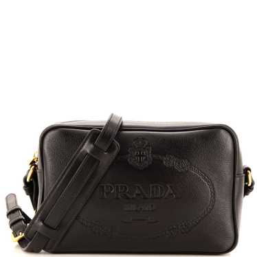 PRADA Logo Camera Bag Embossed Leather Small