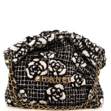 CHANEL 22 Chain Hobo Quilted Camellia Cashmere Sma