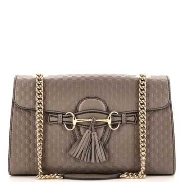 GUCCI Emily Chain Flap Bag Microguccissima Leather