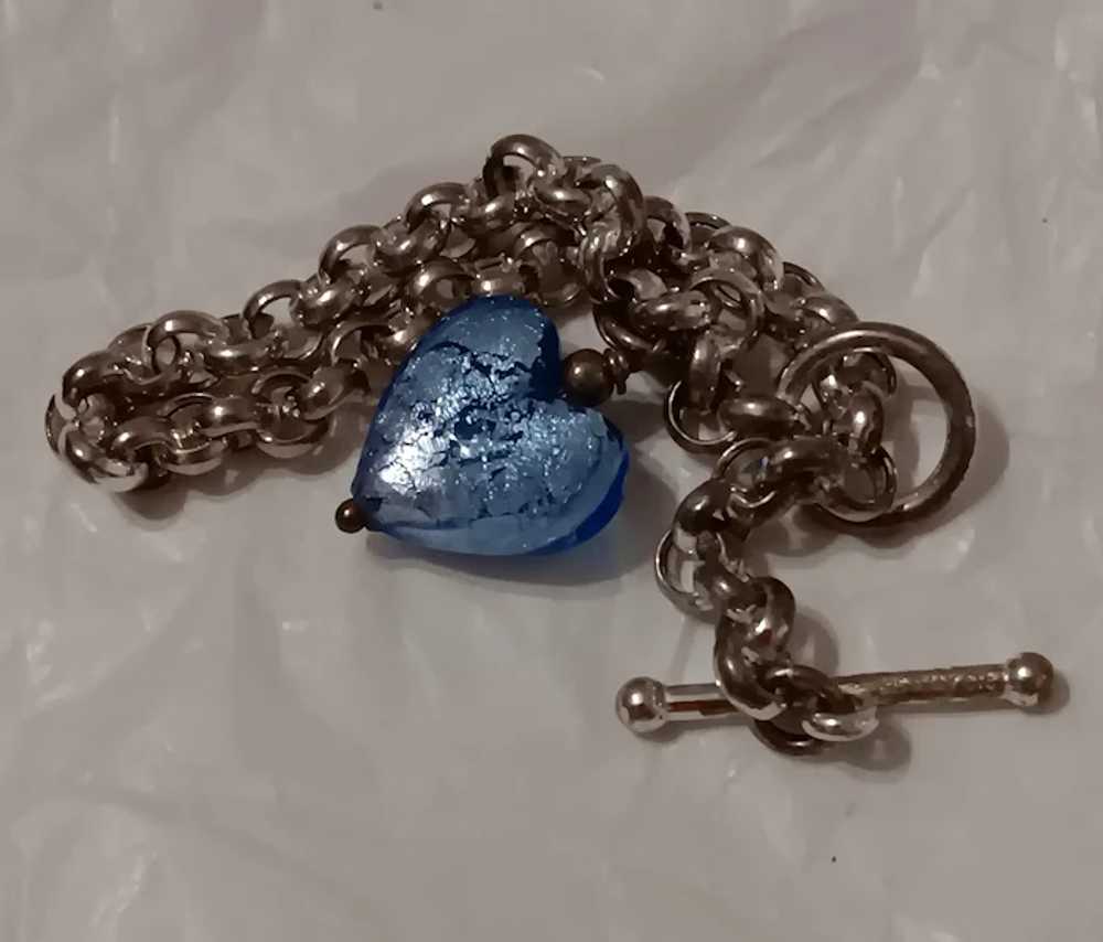 Venetian Glass Heart Charm Bracelet Sterling Silv… - image 7