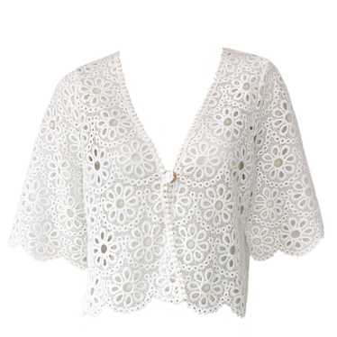 70’s White Daisy Lace Top