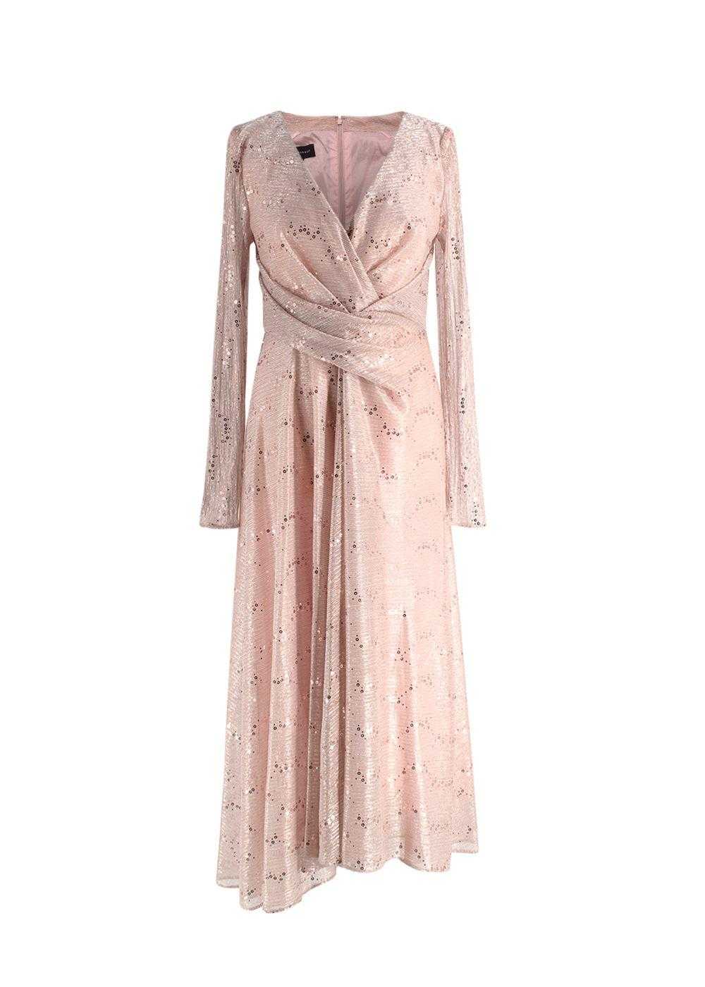 Managed by hewi Talbot Runhof Pink Sequin Maxi Dr… - image 1