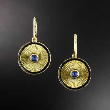 Art Deco Blue Enamel and Sapphire Earrings, French