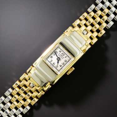 Art Deco Two-Tone Bracelet Watch by E. Gubelin, S… - image 1