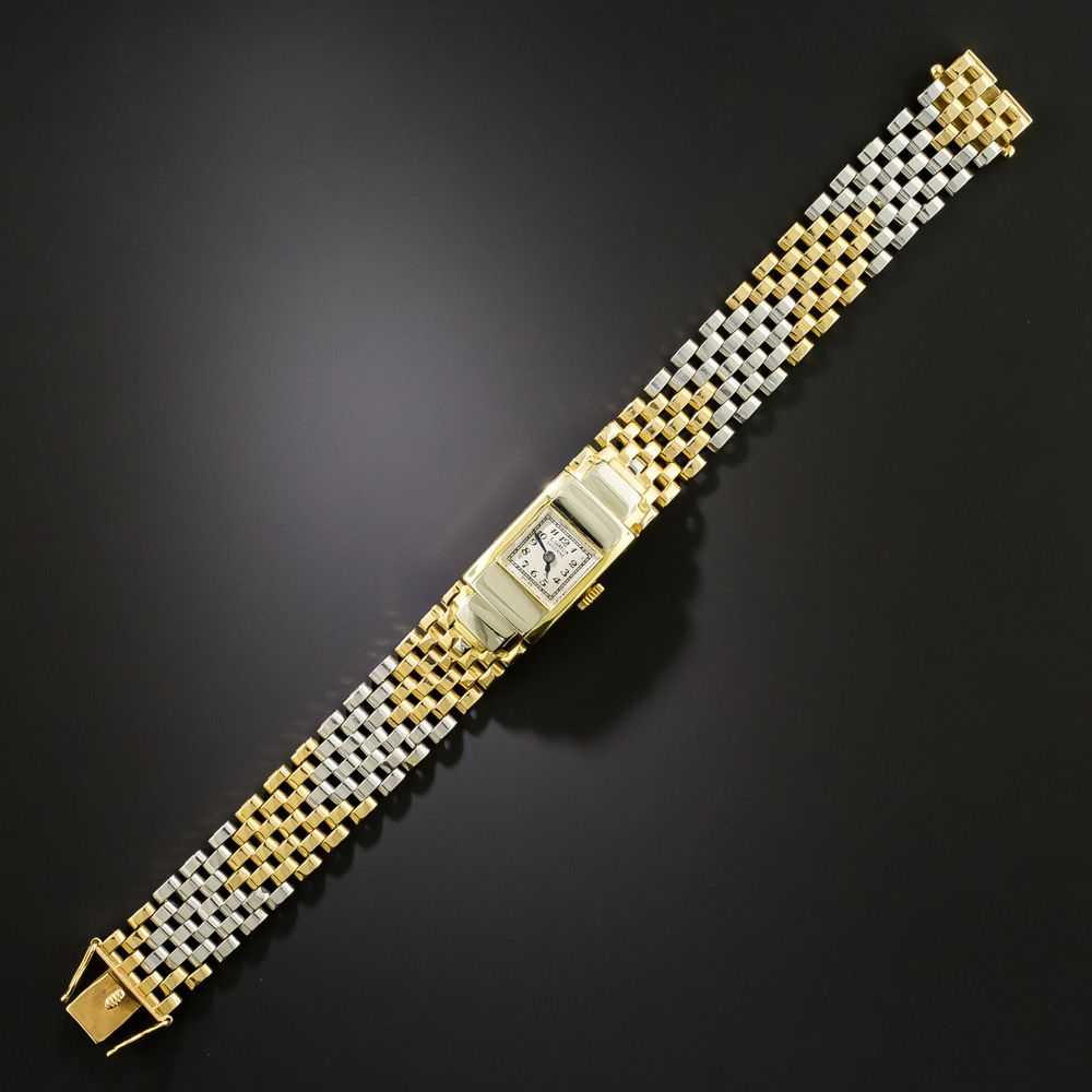 Art Deco Two-Tone Bracelet Watch by E. Gubelin, S… - image 2