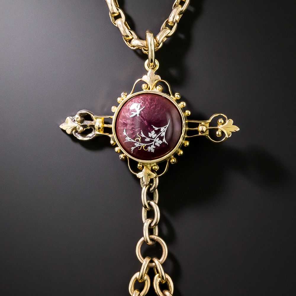 Victorian Enamel Pendant Watch Necklace - image 4