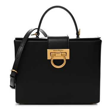 SALVATORE FERRAGAMO Calfskin Trifolio Box Bag Bla… - image 1