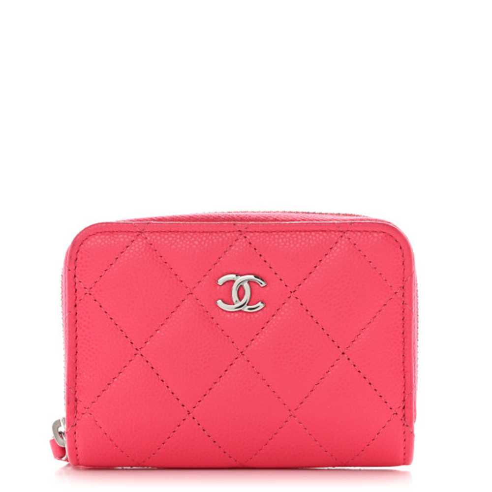 CHANEL Caviar Quilted Zip Coin Purse Fuchsia - image 1