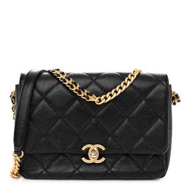 CHANEL Shiny Caviar Quilted Small Chain Melody Fla