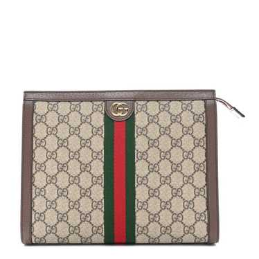 GUCCI GG Supreme Monogram Web Ophidia Pouch Brown