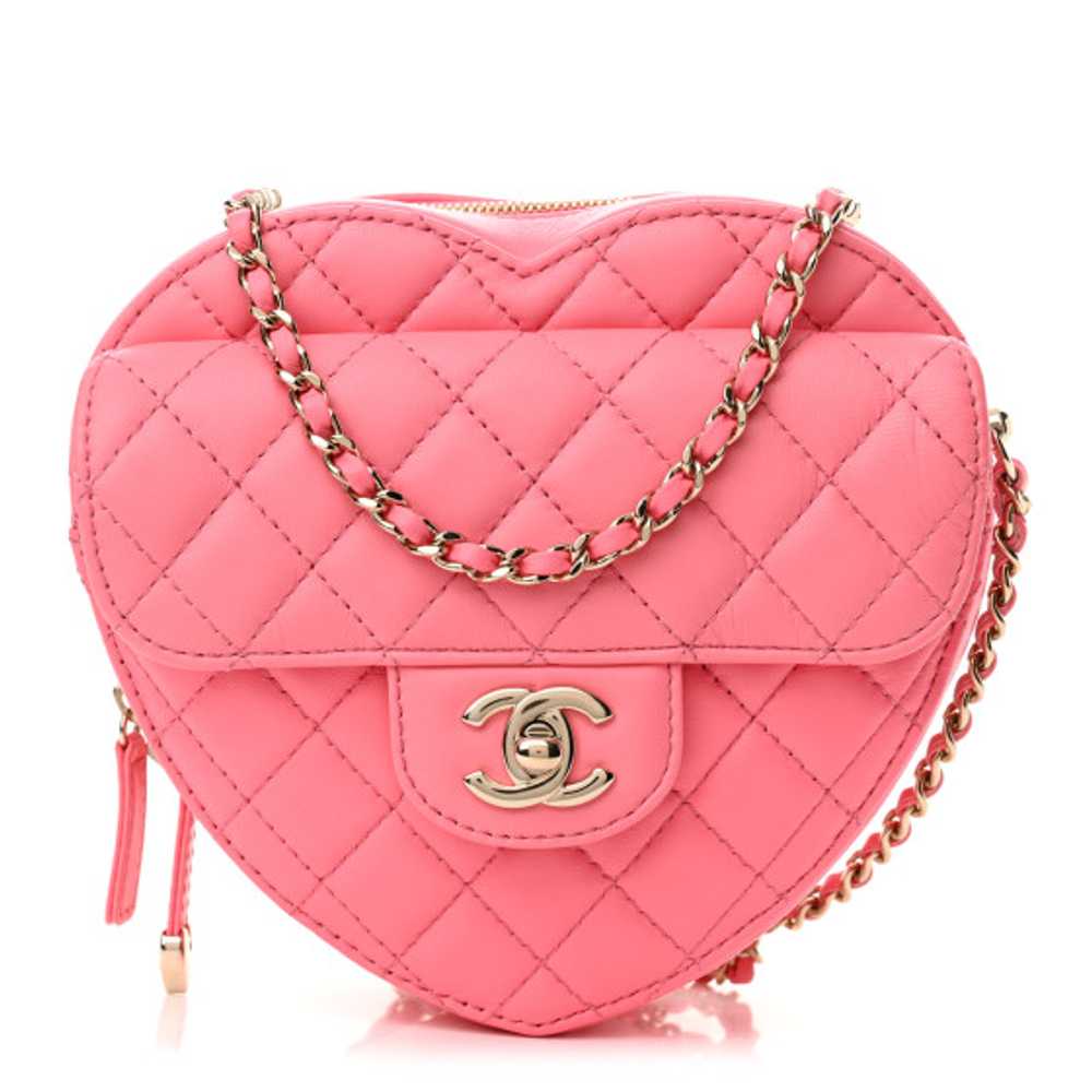 CHANEL Lambskin Quilted CC In Love Heart Bag Pink - image 1