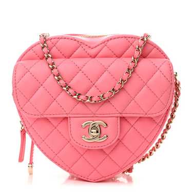 CHANEL Lambskin Quilted CC In Love Heart Bag Pink - image 1