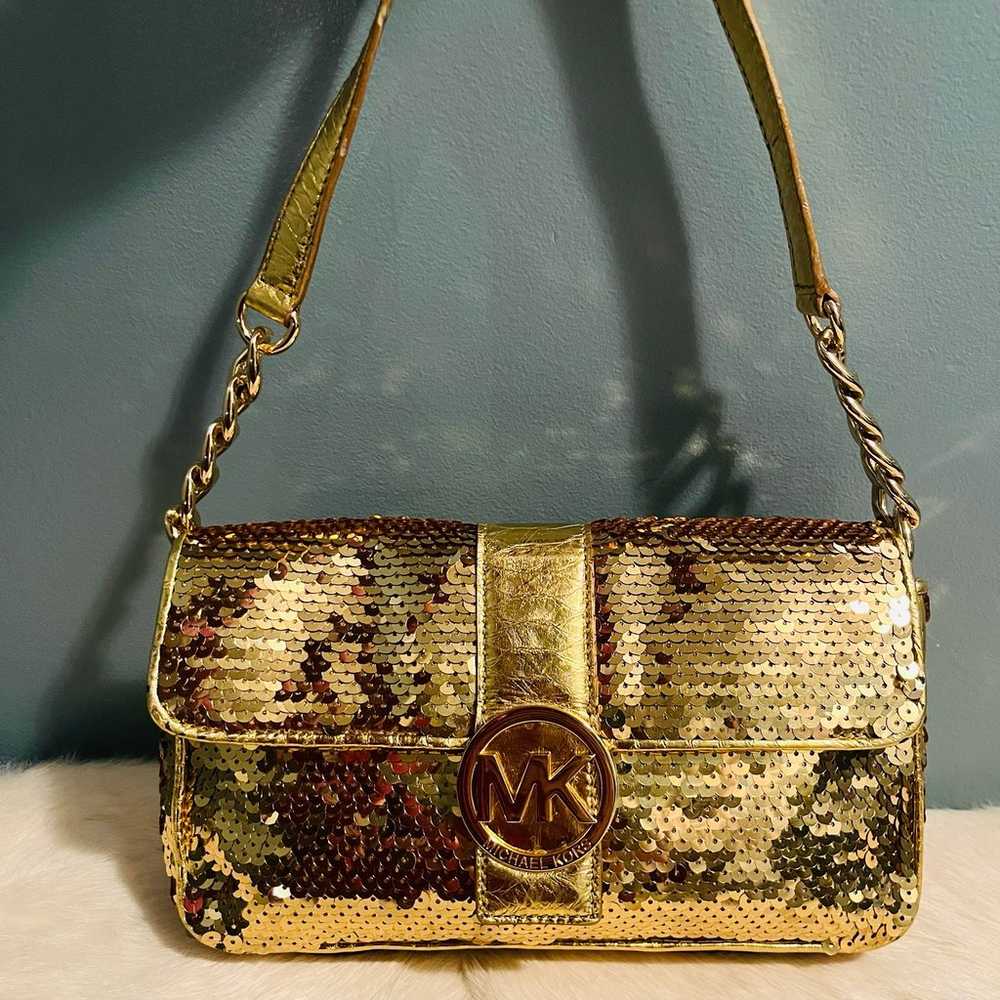 Michael Kors Bling Leather Sequin Shoulder Bag - image 1