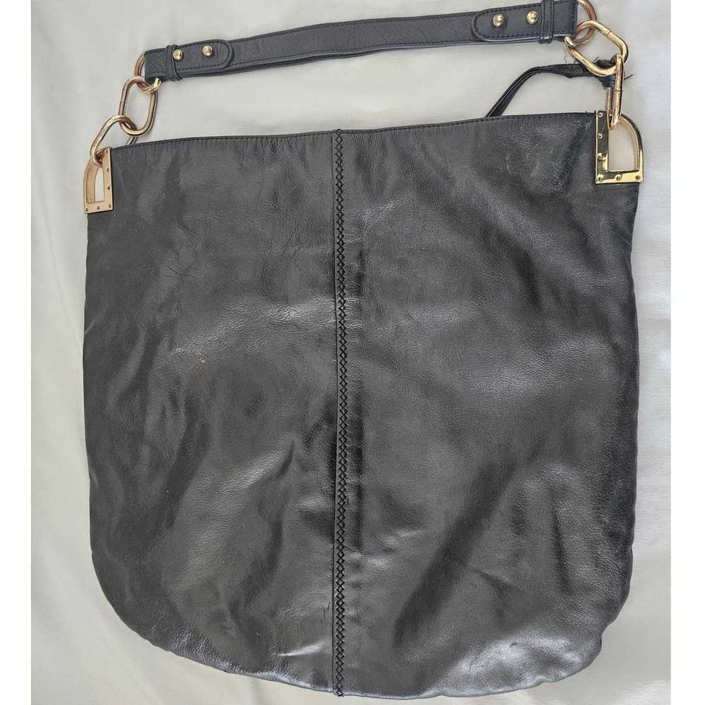 Badgley Mischka Large Black Leather Shoulder Bag … - image 4