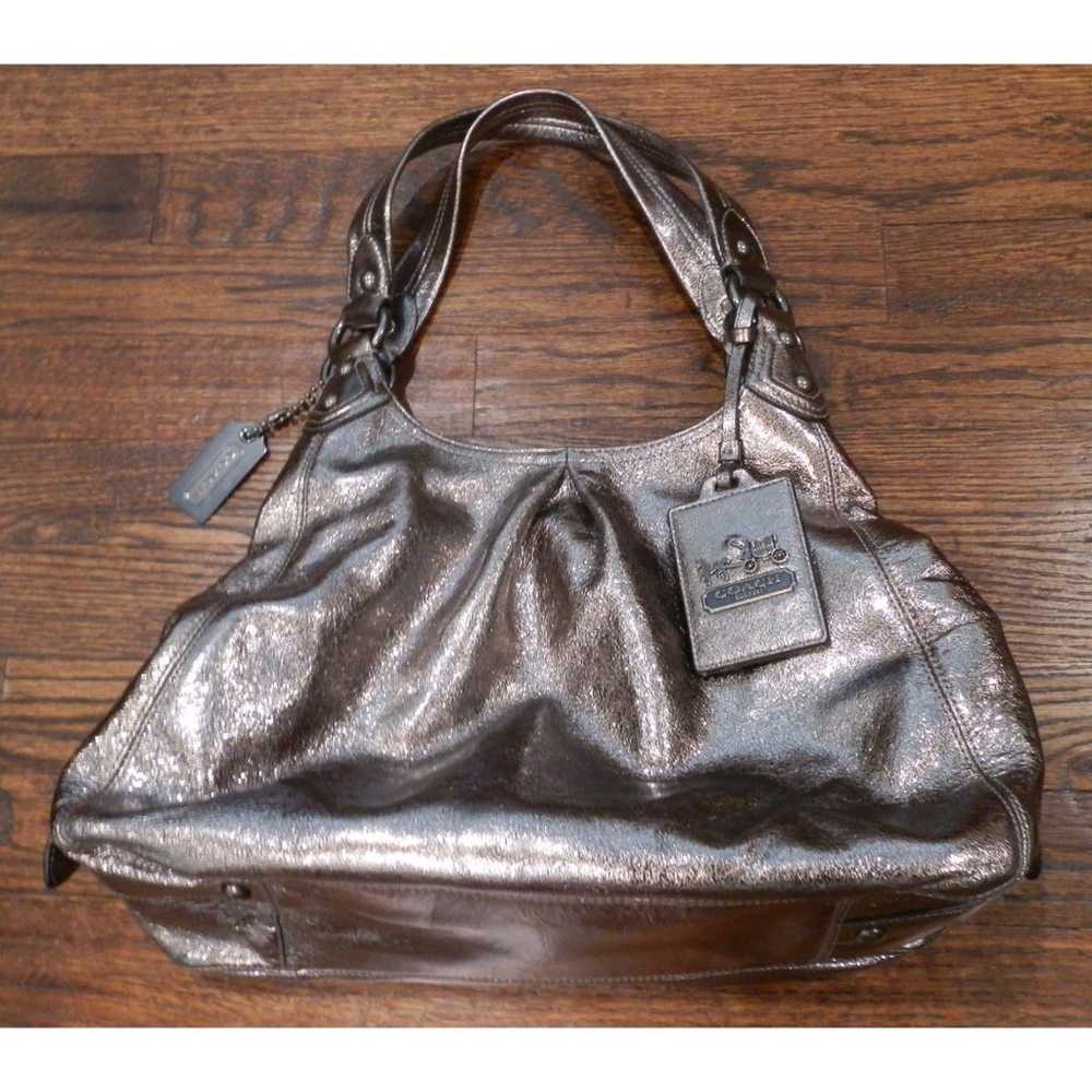 Coach Leather Metallic Silver Purse Tote Bag - image 1