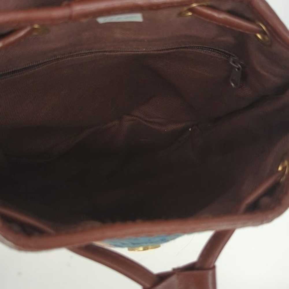 Tapestry Woven Leather Backpack Colorblock hipste… - image 5