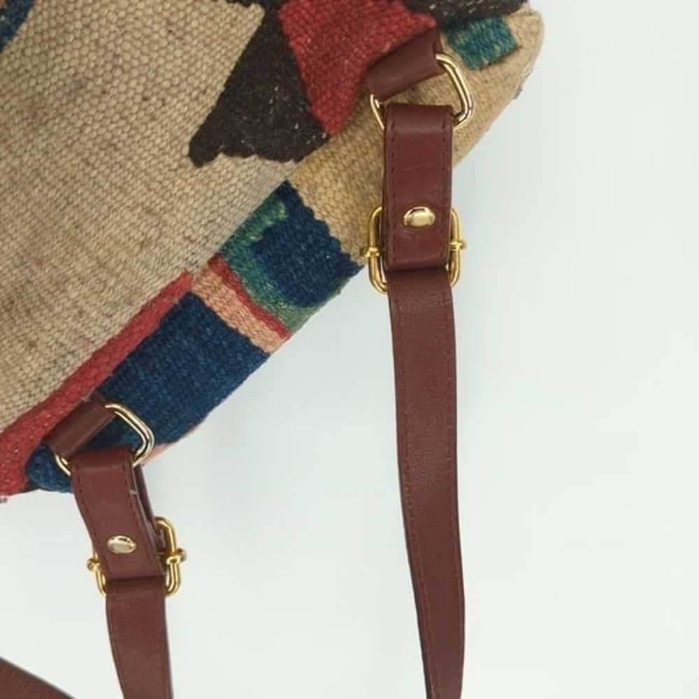 Tapestry Woven Leather Backpack Colorblock hipste… - image 7