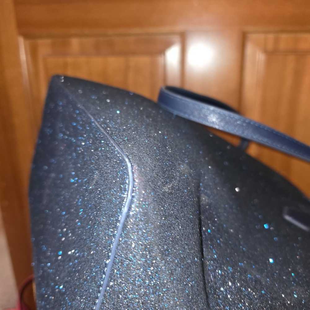 Euc kate spade blue glitter tote bag zip - image 3