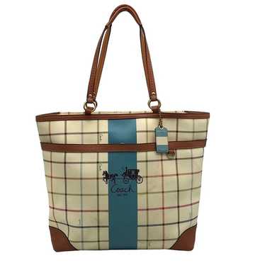 Coach Heritage Blue Stripe Tattersall Coated Canva