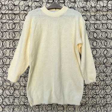 Vintage 80s 90s Adele knit cream heart diamond te… - image 1