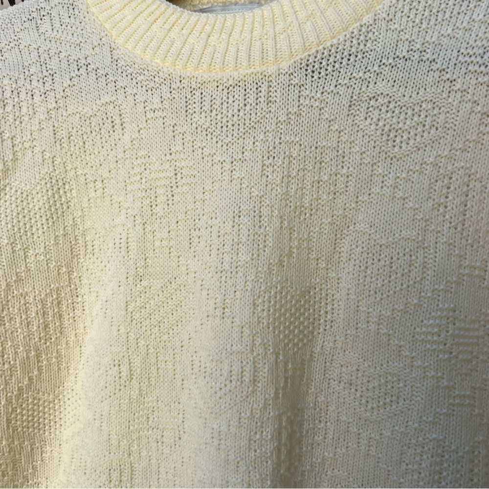 Vintage 80s 90s Adele knit cream heart diamond te… - image 2