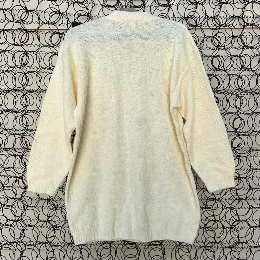 Vintage 80s 90s Adele knit cream heart diamond te… - image 5